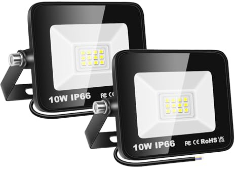 SKYWORLD 2 Pcs Led Strahler Außen, 10W 1000LM Klein Außenstrahler | Wasserdicht Led Fluter 6000K Kaltweiß Scheinwerfer Flutlicht Aussenleuchte für Garten Garage Hof Flur Hinterhof Terrasse