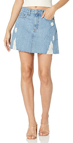 The Drop, minigonna da donna in jeans consumato Ansh, indaco medio, M