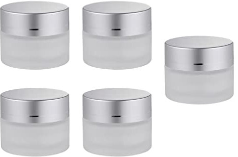 Lurrose 5pièces Pots De Crème Vides Verre Ronds Lot De Petits Pots Cosmétiques Rechargeables Contenants Pour Échantillons De Crème