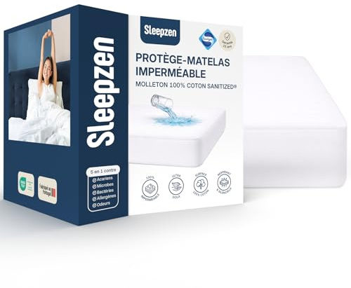 SLEEPZEN Protector de Colchón 70 x 200 cm Impermeable, Certificado Oeko-Tex®, Transpirable, Silencioso, Hipoalergénico, 100% Algodón, Funda Colchòn 70 x 200, Forma de Sábana Bajera