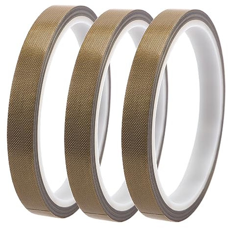 YIXISI 3 Pezzi Nastro in PTFE ad Alta Temperatura, in Teflon, in Tessuto PTFE per Sigillatori a Impulsi a Mano Sottovuoto (10mm x 10m)
