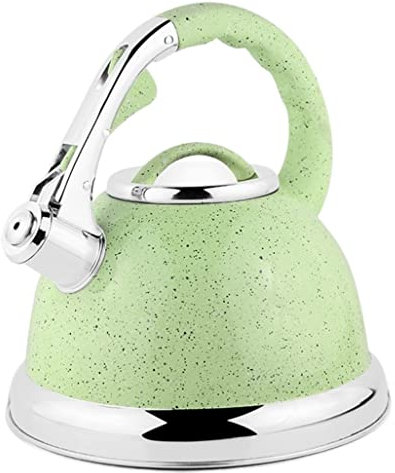 AMYSTY Pfeifkessel Wasserkessel Teekessel Herdplatte Pfeifkessel 304 Edelstahl Teekessel Teekanne Ergonomischer Griff Herdplatte Hot Kettle Flötenkessel Pfeifenkessel (Color : Grün, Size : 3.5L)
