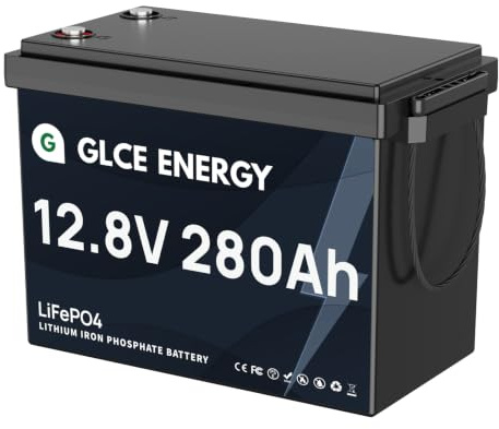 GLCE ENERGY LiFePO4 12V 280Ah Akku mit 200Ah BMS und 4000~15000 Zyklen, 3584Wh Lithium Akku für Wohnmobil, Energiespeicher und Off-Grid
