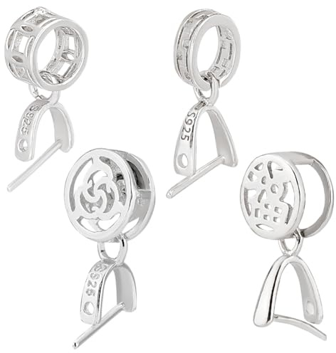 PH PandaHall 4 Stil 925 Klemmbügel Aus Sterlingsilber Für Anhänger Klemm Clip Bügel Verschluss Baumelnder Charm Anhänger Verbindungsstück Klemm Verschluss Für Halskette DIY Schmuckherstellung 13~15mm
