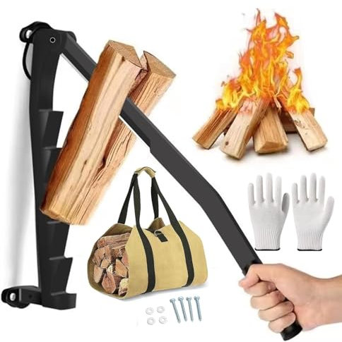 Arbeitssparend Wandhalterung Manueller Holzspalter Brennholz Anzündspalter Handholzspalter Spanmesser Hebel Wandmontage Manuelles Anzündkacker Feuerknacker Anzündholz Spalten Werkzeug für Campingplatz