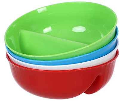 Anti-soggy Cereal Bowls,Salad bowl,Can be subpackaged Fresh & Crunchy,Microwave Safe,For Snacks, salads,Ice Cream Topping, Yogurt Berries, Fries Ketchup (4 Pk), 4 Pk - Red,White,Blue&Green