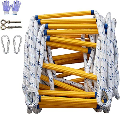 Tragbare, Wiederverwendbare Nylon-Fluchtleitern, Strickleiter, Feuerleiter für Fenster und Balkon mit Karabinern, einfach zu verstauen und schnell aufzubauen.