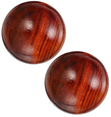 Holz Handmassageball Braun für Wenwan Schnitzkunst | Glatte Ausführung, als Akupressurball Nutzbar, 2 Stück-pack für Stilvolle Schreibtischdekoration