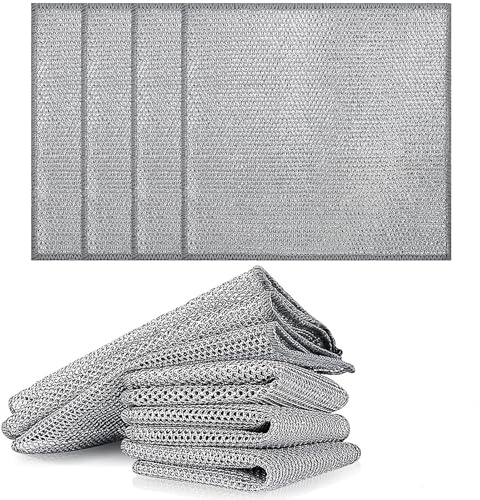 Elegance-go Geschirrspüllappen aus Draht,10 Stück Multifunktionales Kratzfestes Drahtgeschirrtuch Stahldraht-Geschirrspüllappen Wire Dishwashing Rags Wiederverwendbar Putztücher für Küche (20x20cm)