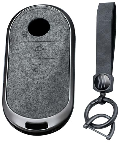 KUNIO Schlüsselhülle Passt für Mercedes Benz C Klasse W206 S Klasse W223 C200 GLC 2023 2022 2021 2020 Schlüsselschutz Zinklegierung Leder Gehäuse Schlüsseletui Schlüsselanhänger