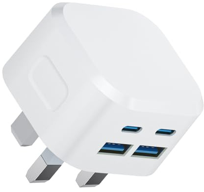 USB C Plug,40W Multi USB Plug Fast Charge UK 2-Port Charing Plugs Type C for i Phone, Multiple USBC Wall Charger for iPhone Apple 17 Air Pro Max 16e 16 Pro 16 Pro Max 16 Plus 15 14 13 12 11 XR X, iPad