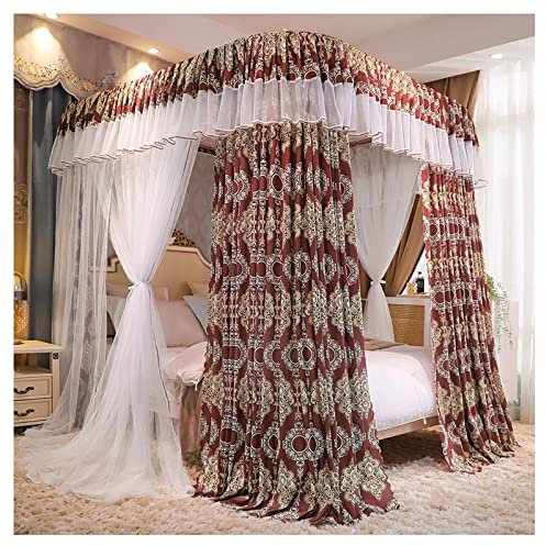 FDQAMLKX Bettvorhang, Himmelbett-Baldachin, zweigleisiges Moskitonetz, Bettdekoration, Prinzessinnen-Vorhänge, Baldachin für Mädchen, Einzel-/Kingsize-Bett mit Rahmen