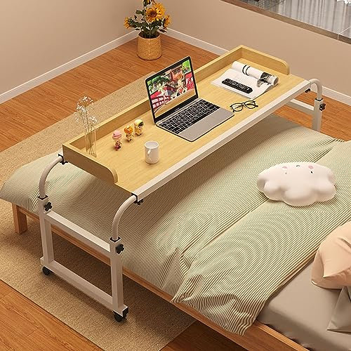 Rollbarer Laptoptisch, Überbetttisch mit Rollen, Querbett, dehnbarer, fauler Computertisch, höhenverstellbar, multifunktionaler mobiler Schreibtisch für das Bett (C mit Einer Schallwand)