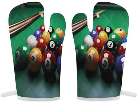 Thermal Gloves, Billiards Print Heat Resistant Gloves Oven Mitts Kitchen Gloves Cooking Gloves Microwave Gloves