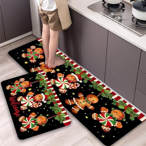 LIBRNTY 2 Piezas Alfombras Cocina Impermeable, Lavable, Secado Rápido, 40*60cm + 40*120cm