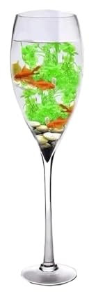 Bocal Poisson Aquarium en Verre Transparent en Forme de Verre de Champagne, décoration de la Maison Aquarium(13cmx60cm)