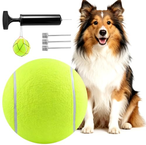 REBECASKYENS 24,1 cm Übergröße Tennisball Beschäftigung Hund Spielzeug Hunde für Kinder Erwachsene Spaß Haustier Großes Kauspielzeug Big Gummi Aufblasbarer Launcher Indoor Outdoor Sport Strand