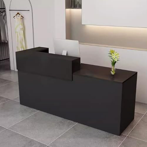 Moderner Empfangstresen mit Schubladen für Büro oder Geschäft, Schwarz, 180 x 60 x 100 cm
