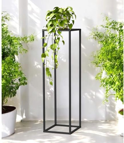 DanDiBo Plant Stand Metal Black Square 100 cm 96589 Side Table Tall Flower Stool Flower Stand Design Modern