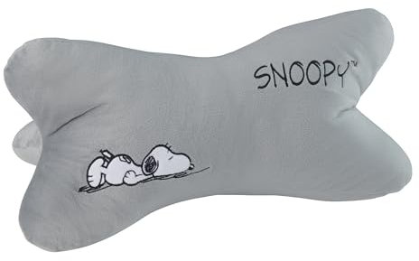 United Labels The Peanuts Snoopy Leseknochen - Nackenkissen Nackenrolle Lesekissen Kissen Stützkissen für Bücher und Tablets Grau 40 x 20 cm