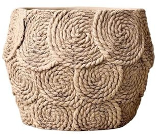 Maceta Interior Maceta con textura circular de tejido en relieve, macetas de cemento de mesa, con orificio de drenaje, for habitación, jardín, oficina (2 tamaños) Jardineras Exterior(Grande)