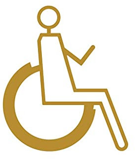 Panneau de toilette, panneau de toilette, panneau de porte de WC, autocollants muraux auto-adhésifs, symbole de toilette for handicapés, signe de WC, for hôtel, magasin, restaurant(Gold,18*15.5cm)