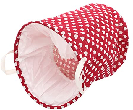 TOPBATHY Cesto Porta Portatile Portabiancheria Pieghevole Cestini Intrecciati Cesto Della Biancheria Alto Sacco Della Biancheria Cubo Borsa Bidone Perline Coperchio Rosso Cotone