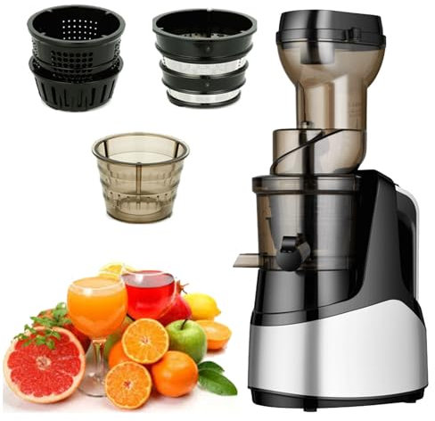 Estrattore di succo con separazione del succo, frutta e verdura intere, capacità 1000 ml, per uso domestico con funzione inversa, centrifughe con filtro a griglia/sorbetto/gelato, facili da pulire,