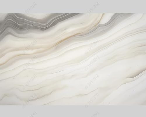 MZOwallpaper Papier Peint Intissé Marbrage Blanc Poster Tableaux Muraux Tapisserie Photo Trompe L'Oeil Salon Chambre Art Mural 400Cm(L) X280Cm(H)