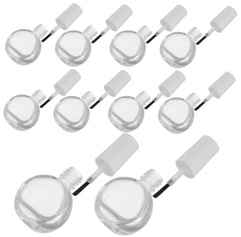 FRCOLOR 10pcs Glass Nail Polish Bottles Brush Cap Refillable Sample Bottles for Diy Nail Art Storage Organizer