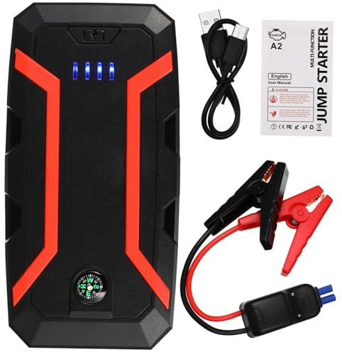 MUCKLILY Avviatore Batteria Auto Portatile Con Doppia Porta Usb Starter Di Emergenza Per Auto e Laptop Caricabatterie Booster Sicuro Con Led Sos Resistente Temperature Estreme Batteria Alta