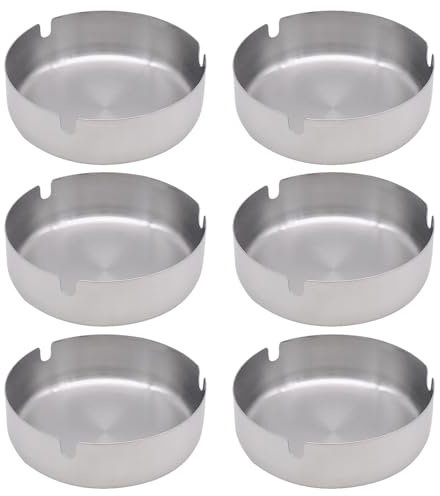 6pcs Cenicero de Acero Inoxidable,Impermeabile,Cenicero Redondo,cenicero moderno de mesa,Cenicero de Sobremesa Portátil para Interiores y Exteriores,para Mesa de Balcón,8cm (6pcs 10cm)