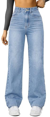 Jean Femme Tenue De Sport Droit Souple Taille Elastique Pantalon Blanc Femme Haute Tendances Large Coton Lin Ample Tenue Acheter en Ligne Bleu Clair XXL