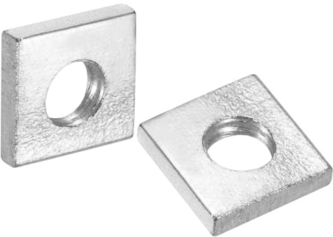 sourcing map 10 tuercas cuadradas M5 x 10 mm x 2 mm, acero al carbono, chapado en zinc, tuercas cuadradas de rosca gruesa para reparaciones del hogar e ingeniería profesional, color plateado