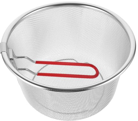 VICASKY Stainless Steel Frying Basket Detachable Foldable Handle 18cm Deep Fry Basket for Kitchen Oil Draining and Deep Frying Metal Suitable for Cooking and French