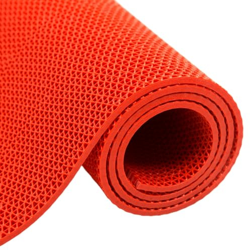 Tappetino in gomma rosso per esterni, spessore 5 mm, antiscivolo, anti-affaticamento, design drenante, per piscine, terrazze, balconi, bagni e garage