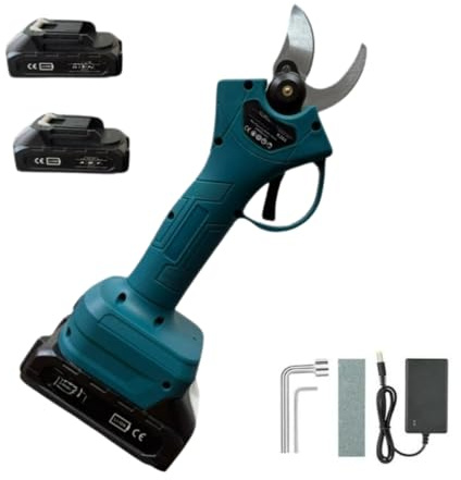 Forbici da Potatura a Batteria 48V con 2 Batterie – Forbice Potatura Elettrica Professionale per Rami e Giardino, Impugnatura Ergonomica Antiscivolo per Potatura Precisa