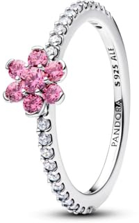 PANDORA Silberring für Damen Funkelnde Blume Pink 194499C02