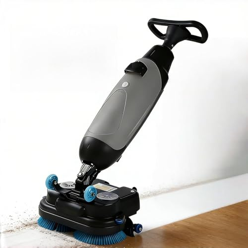 JIYINGHUI Walk Behind Floor Scrubber Dryer with 18 Cleaning Width, Rotary Double Brushes 360° Rotating Head,240 RPM,Cleaning Capacity 13000 Sqft/H, for Tile and Hard Surfaces Gray