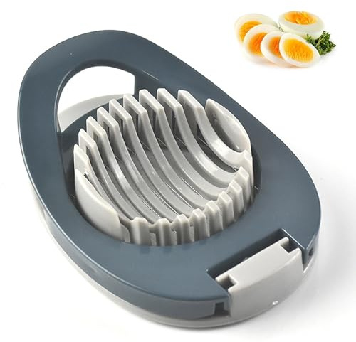 Stainless Steel Wire Egg Slicer, Multi-Purpose Kitchen Cutter for Hard Boiled Eggs, Fruits, Cheese and Sandwiches, Ergonomic Dishwasher Safe Blue Food Prep Tool