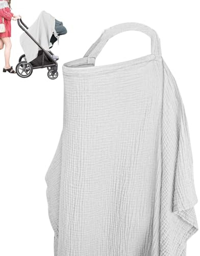 Amningsskydd – insynsskydd för matning, multifunktionell amningssjal muslin bomull, mjuk andningsbar justerbar rem | Modern design amningsöverdrag för bilbarnstol barnvagn utomhusresor