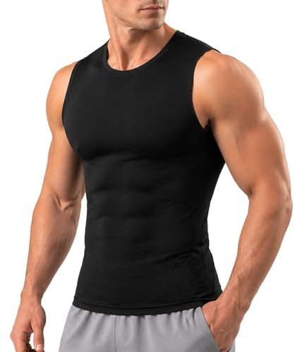 HYCOPROT Débardeur de Compression pour Homme sans Manches Séchage Rapide Débardeur Gainant sous-Vêtement Fonctionnel Respirant t-Shirt de Sport Baselayer Tops Course Musculation Running Fitness