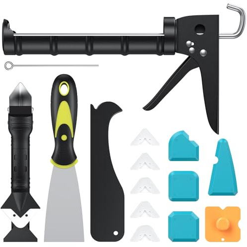 Frapkom Professional Caulk Gun Kit mit Caulk Remover Tool & Putty Messer, 5 in 1 Caulking Tool Set, für die Entfernung von Caulking, Dusche und Badezimmer Caulk.