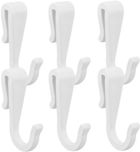 POPETPOP S-Haken Weiß Kunststoff 4x2.8cm 6er-Pack Kratzfestes Material für Küchenregale und Stangen zum Einhängen von Utensilien für Küche Bad Schlafzimmer