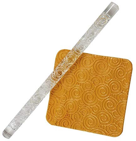Rodillo para amasar, con relieve, de acrílico transparente, antiadherente, para repostería, pasteles, pasta de azúcar, decoración de pasteles, manualidades