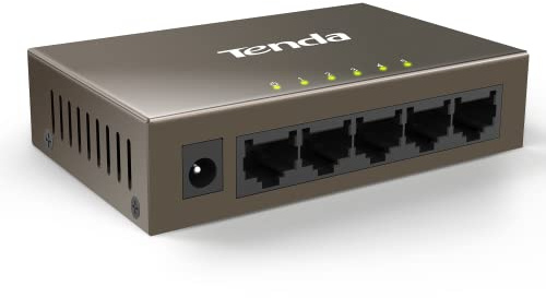Tenda TEF1005D Switch Ethernet 5 Ports, Switch Rj45 10/100Mbps, Auto-négociation, Auto MDI/MDX, Plug and Play, Métal Switch Réseau de Bureau pour la Maison et Le Bureau