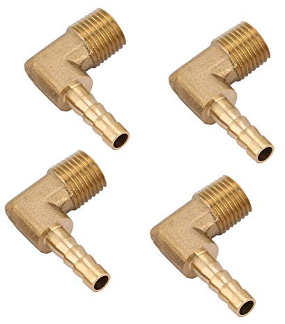 4 pezzi tubo barilotto filetto maschio gomito raccordo portata applicazione vari adattatori in metallo tubo giardino tubi connettore giunto coda connettore barb raccordo g1 / 4 (6 mm)