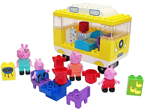 Big - Peppa Pig Camper - Peppa´s Campingwagen, Construction Set, Big-Bloxx Set bestehend aus Familie und Camper, 54 Teile, für Kinder ab 18 Monaten