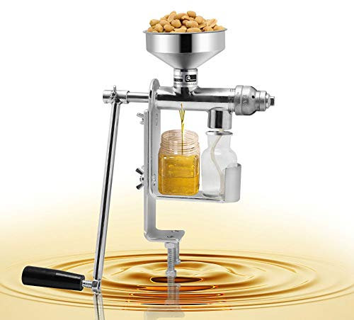 CGOLDENWALL Machine Presse à Huile Manuelle Ménage Pour Arachide Olive Sésame en Acier Inoxydable Facile à Opérer Sain