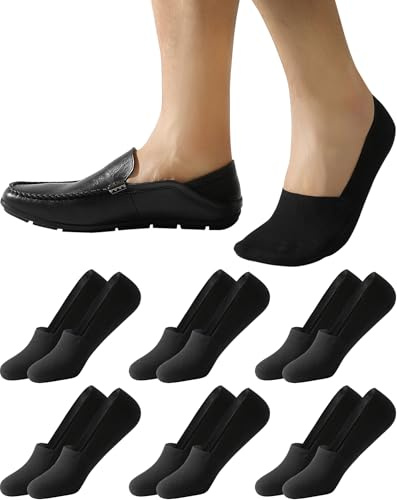 MOCOCITO Calzini Fantasmini Invisibili da Uomo Donna,Calze Corte Traspirante Cotone 6 Paia,con Strisce di Silicone Taglio Basso Antiscivolo,Calzini per Mocassini e Scarpe da Barca,Sneaker,Taglia 35-48